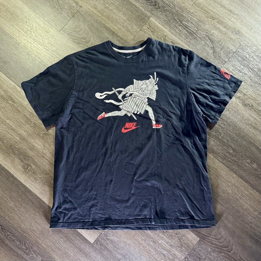 Nike Men's 3XL Black Graphic T-Shirt Japanese Ninja Streetwear Print